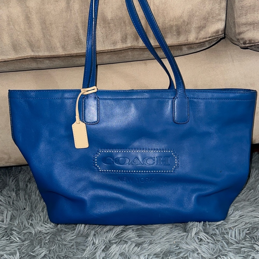 Coach bag, blue, small tote bag